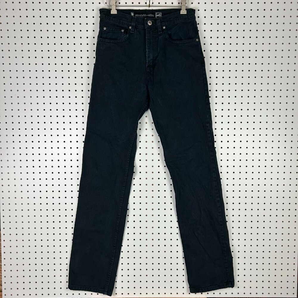 Levis SilverTab Straight Slim Black Jeans 30x34 USA Made 90s Vintage READ Repair - Picture 4 of 7